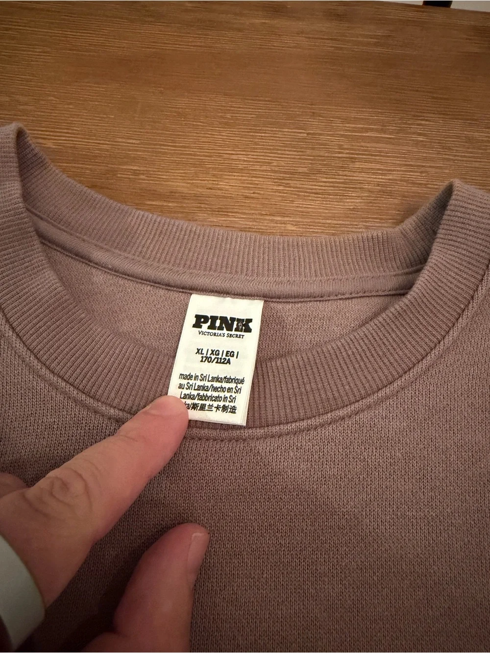 Women’s PINK Crewneck Sweater with Plaid Stripe